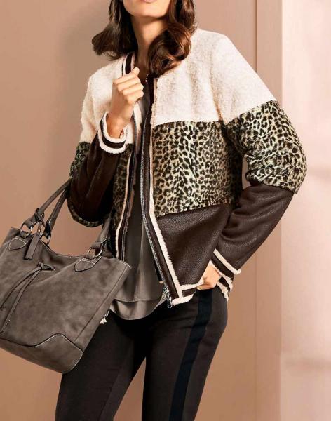 Designer-Webpelzjacke, braun-ecru