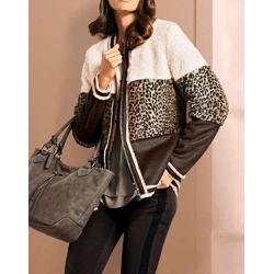 Designer-Webpelzjacke, braun-ecru