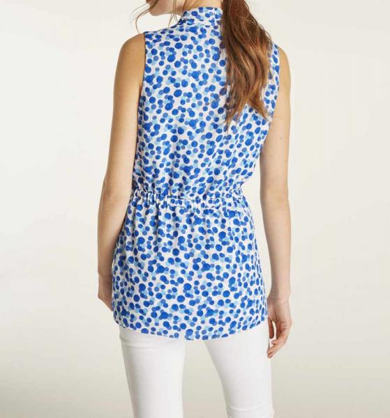 Druckbluse, blau-weiß