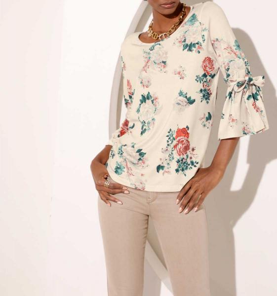 Druckshirt, creme-bunt
