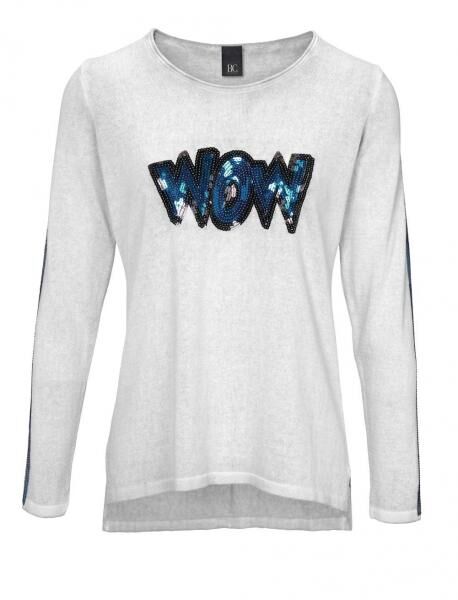 Feinstrickpullover m. Pailletten, ecru