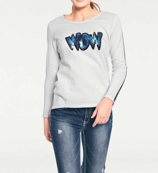 Feinstrickpullover m. Pailletten, ecru