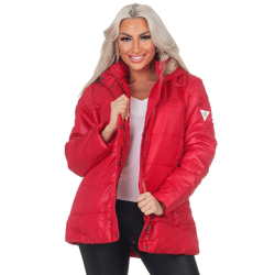  Winter Damenjacke mit Kapuze Fellkapuze  , winter women jacket red BS-RED