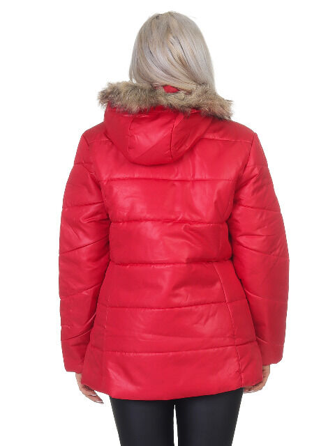  Winter Damenjacke mit Kapuze Fellkapuze  , winter women jacket red BS-RED