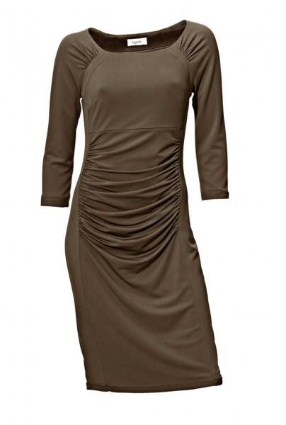 Kleid m. Raffungen, taupe