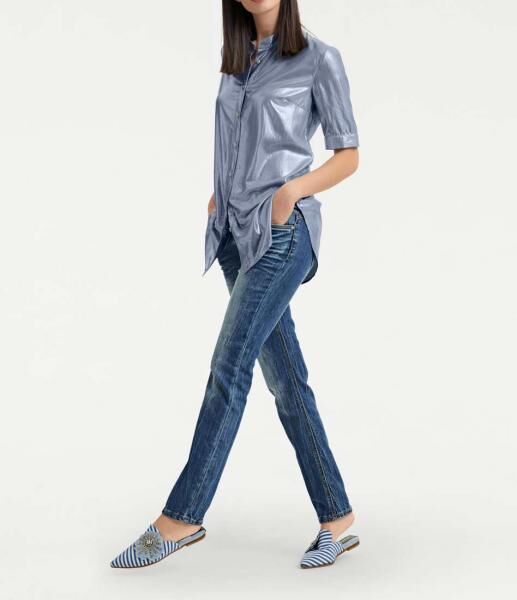 Longbluse, blau