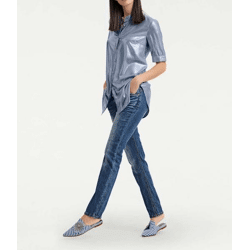 Longbluse, blau