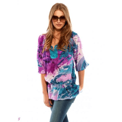 Marken-Seidentunika mit Pailletten, lila