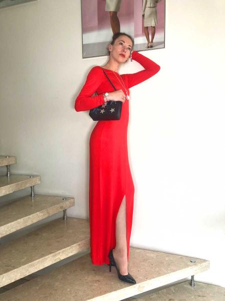 Maxi-Jerseykleid, rot