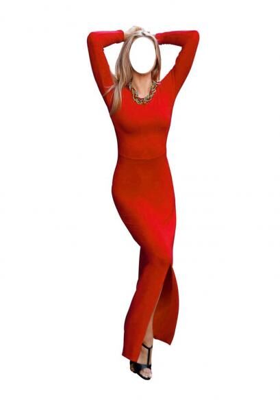 Maxi-Jerseykleid, rot