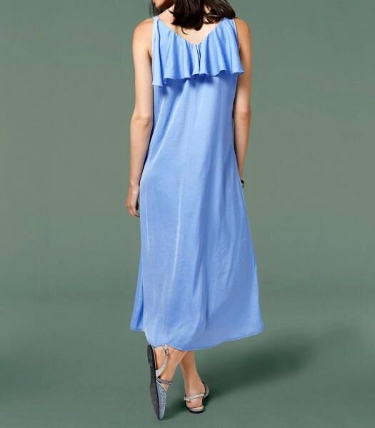 Maxikleid m. Volant, blau