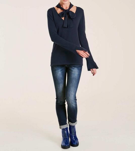 Pullover m. Schluppe, marine