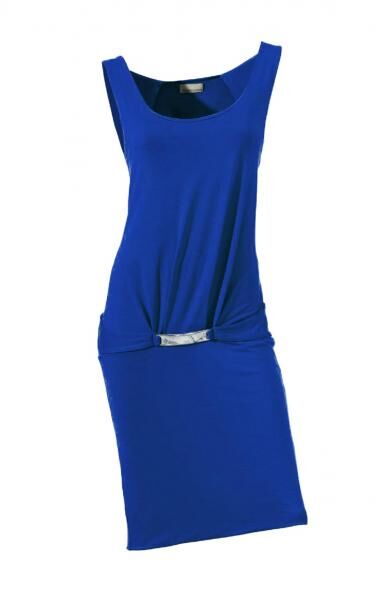 Rückendekolletékleid m. Zierelement, blau