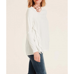 Rüschen-Shirt m. Reißverschluss, weiß