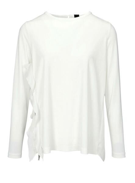 R&uuml;schen-Shirt m. Rei&szlig;verschluss, wei&szlig;