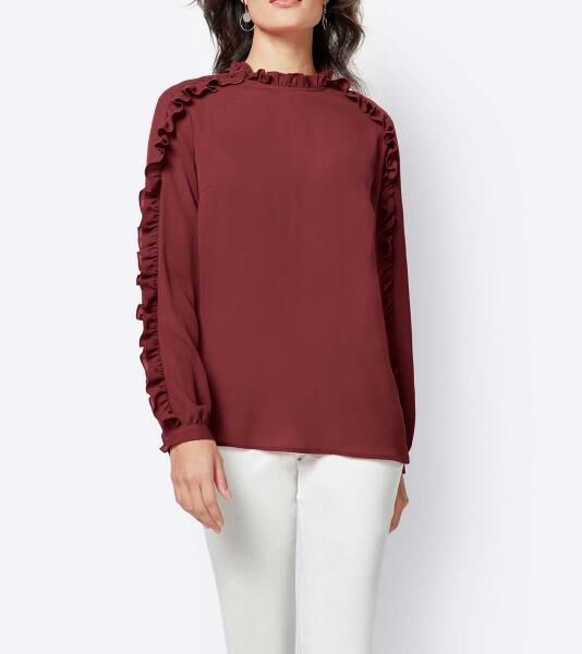 Rüschenbluse, terracotta