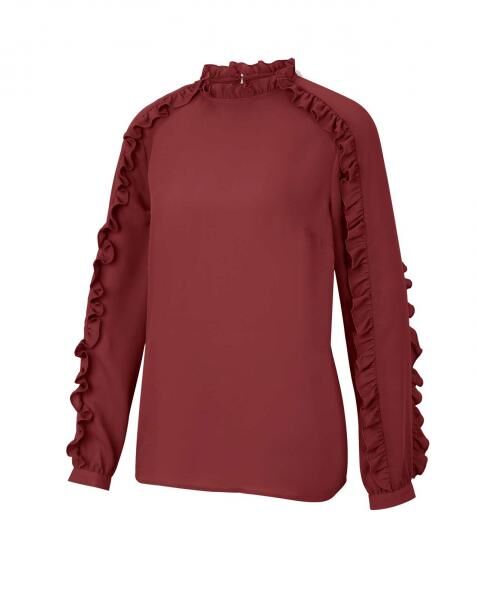 Rüschenbluse, terracotta