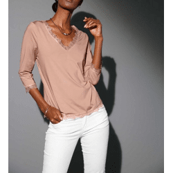 Shirt m. Spitze, nude