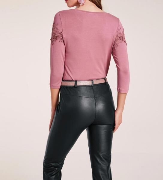 Shirt m. Spitze, rosé