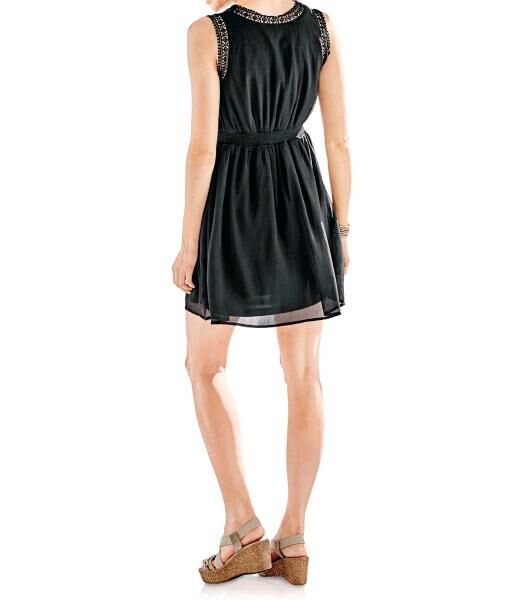 Spitzen-Chiffonkleid, schwarz