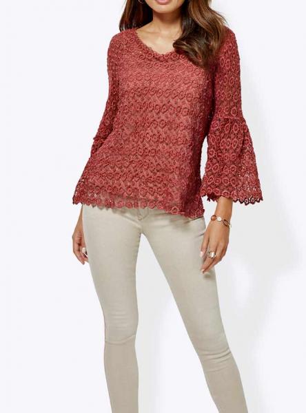 Spitzenbluse + Top, melone