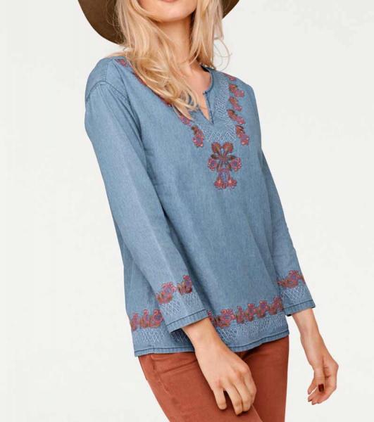 Stickereitunika, blau