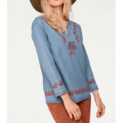 Stickereitunika, blau