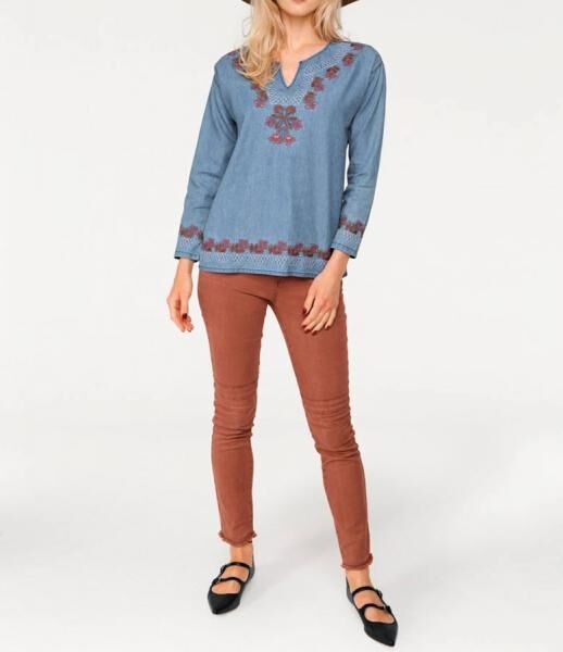 Stickereitunika, blau