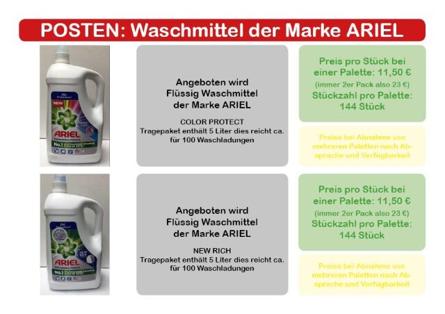 Posten Waschmittel Flüssig Color Protect und New Rich - begrenzte Verfügbarkeit