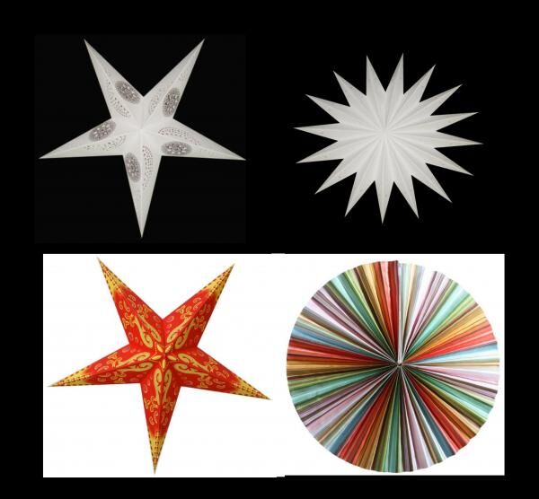 12 Papiersterne Hängelampe Weihnachtsmarkt