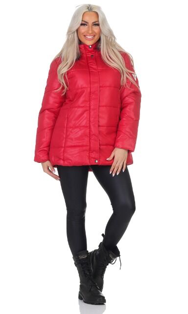  Winter Damenjacke mit Kapuze Fellkapuze  , winter women jacket red BS-RED