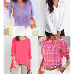 Women's blouses (mix) from stock - spring/summer season - sizes 38 to 56 - wholesale offers from €2.30 per item