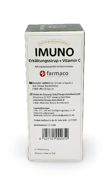 Sirup zur Immunstärkung mit Ingwer und Vitamin C  - Nahrungsergänzungsmittel mit Kräuterextrakten