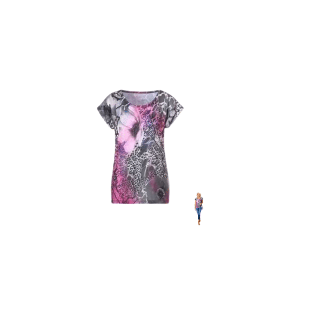 Damen T-Shirt Blumenmotiv Bluse Oberteil Kurzarmshirt Rundhals-Ausschnitt Damenmode Größen Mix