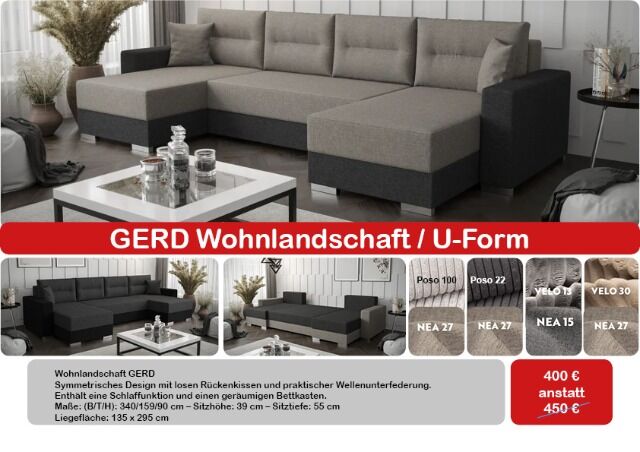 Möbel Polstermöbel Sofa Wohnlandschaft Ausverkauf GERD - ORION - GERBD
