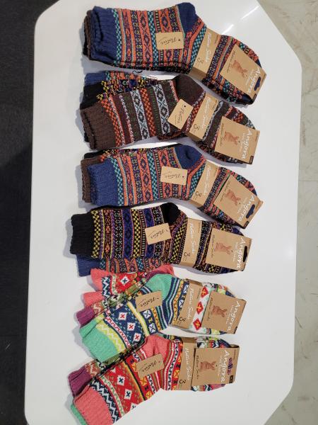 Angora Socken 3er Sets, 80% Angora Anteil, 6 Farbkombinationen/Muster gemischt