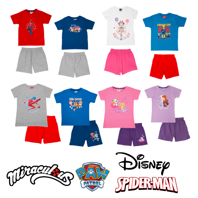 Lizenz Kinder Schlafanzug Pyjama Nachtwäsche Nachtmode Kindermode kurz Restposten Mix