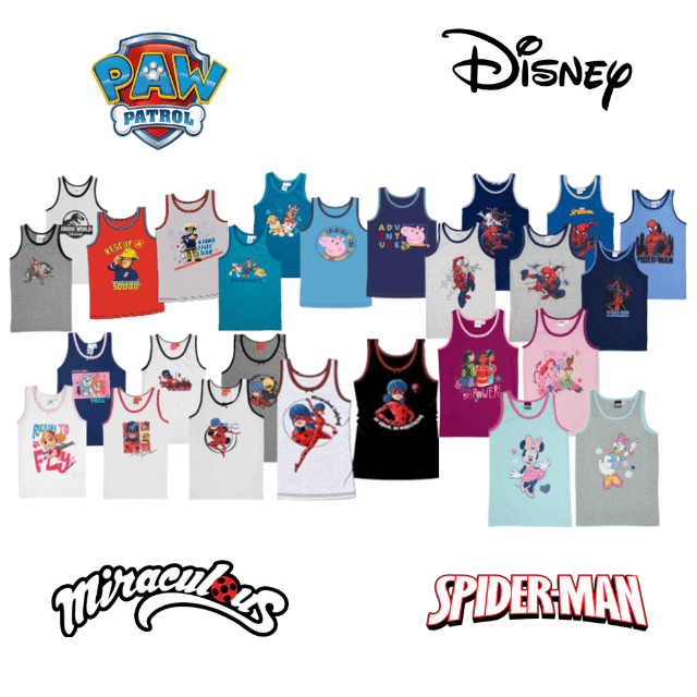 Lizenz Kinder Jungen Mädchen Unterhemd Unterwäsche Kinderunterwäsche Textilien Restposten Mix (2er pack)