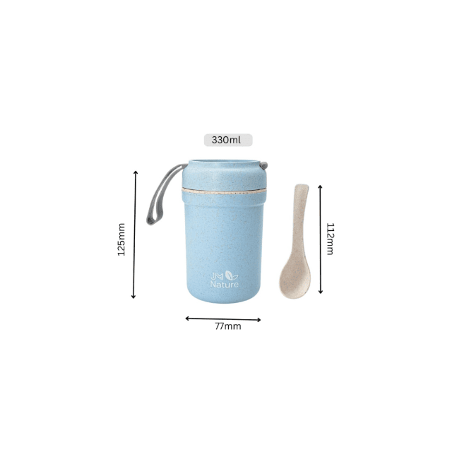 Müslibecher Snackbecher Joghurtbecher Becher To Go mit Deckel und Löffel Auslaufsicher in grau, blau und rosa