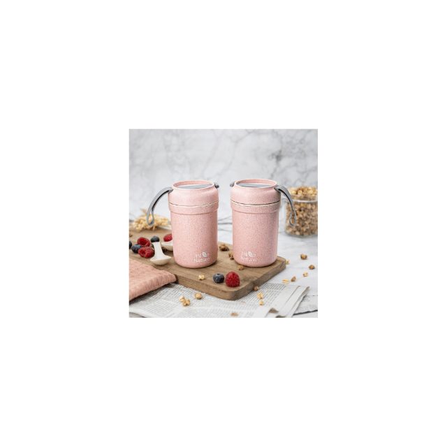 Müslibecher Snackbecher Joghurtbecher Becher To Go mit Deckel und Löffel Auslaufsicher in grau, blau und rosa