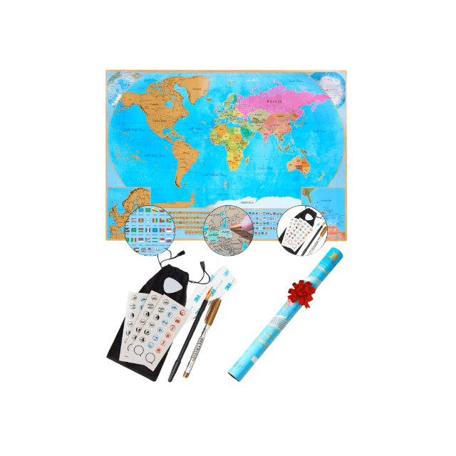 Weltkarte zum Rubbeln Wanddekoration Rubbelkarte Geschenkideen Deko Dekoration 65x45cm