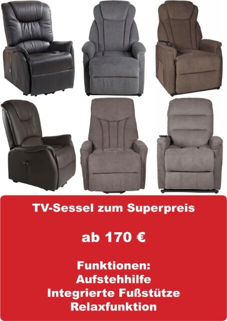 Möbel TV-Sessel ab 170 €, A-Ware, geprüft, verschiedene Modelle