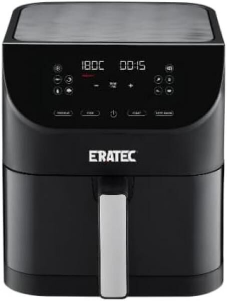 ERATEC AF-60 Heißluftfritteuse XXL 5,5L 1500W Air Fryer mit LED Touchscreen Display und 10 voreingestellten Programmen und Timer Funktion