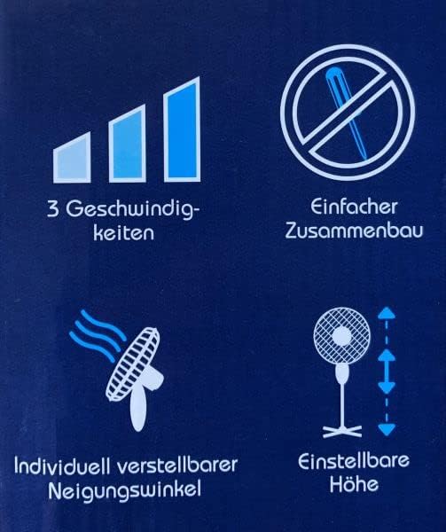 ito electronics ito Standventilator 40 cm Durchmesser weiß-oszillierend + 3 Geschwindigkeiten einstellbare Höhe