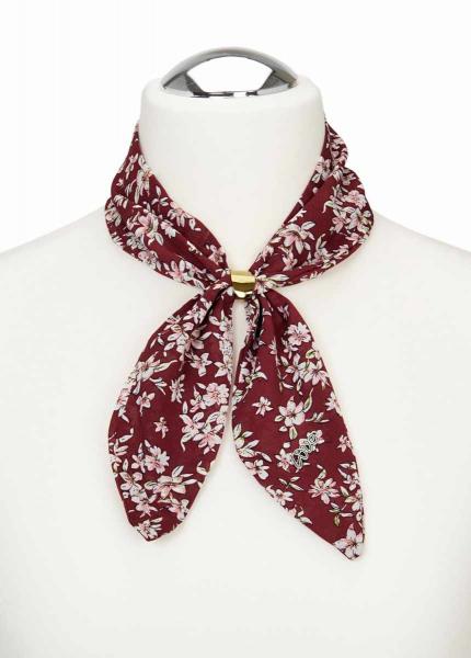Schal m. Schmuckring, bordeaux