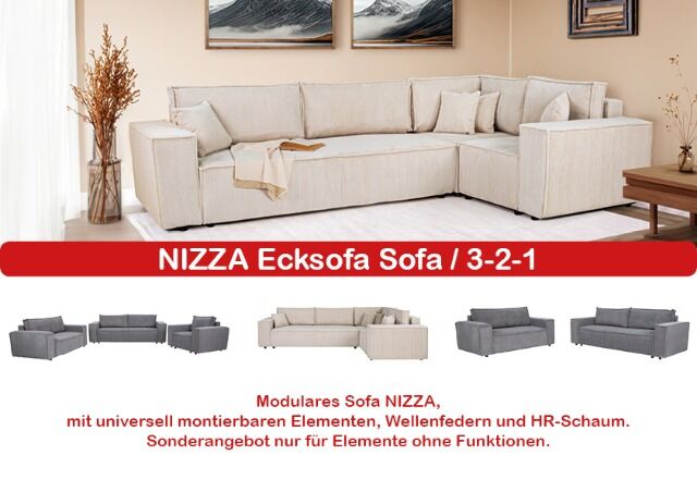 NIZZA Elementsofa, unterschiedlich kombinierbar als Ecksofa, Sofa Garnitur