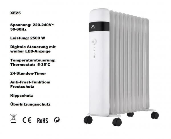 1-A Ware  Premium Designer Ölradiator 2.500 Watt, mit LED Display und Digital Control - Kunden VK 89,00 EUR