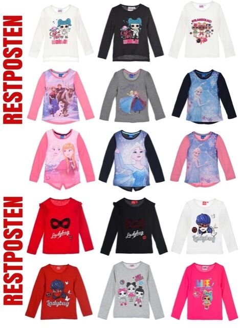 Restposten 50 Langarmshirts für Mädchen Mix Kinderbekleidung Lizenzware A-Ware mit Kleiderbügeln