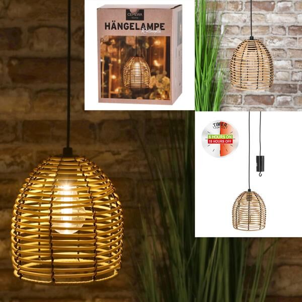 *Werbung* Outdoor Lampe Rattan, mit Timer, 16cmD