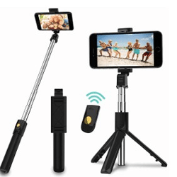 Bluetooth selfie stick with tripod & remote shutter release